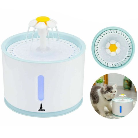 Bebedouro para Gatos e Cães Lorben 2,4 Litros LED USB Filtragem Purificação
