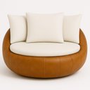 Ver imagem 1 de Poltrona Giratória 127cm Golden Courino Caramelo / Courino Off White - Sallar Home