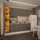 Ver imagem 1 de Cozinha Pérola com Rodapé e Cristaleira com LED 5 Peças 320 cm Yescasa Branco