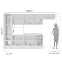 Ver imagem 3 de Cozinha Pérola com Rodapé e Cristaleira com LED 5 Peças 320 cm Yescasa Branco