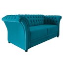 Ver imagem 3 de Sofá Recamier Divã Chesterfield 200cm Sofia Suede Azul Turquesa Capitonê- Mabe Magazine