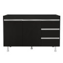 Ver imagem 1 de Balcão de Cozinha Lux para Pia de 120cm 100%mdf sem Tampo 02 Portas e 03 Gavetas Preto - Abmaza