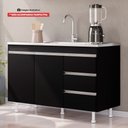 Ver imagem 2 de Balcão de Cozinha Lux para Pia de 120cm 100%mdf sem Tampo 02 Portas e 03 Gavetas Preto - Abmaza