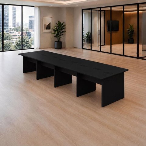 Mesa de Escritório Estação de Trabalho 8 Lugares 3,60m x 1,20m Pés Painel Nogal F5 Office