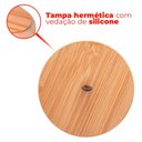 Ver imagem 4 de Pote de Cerâmica Hermético com Tampa de Bambu Azul Marinho 15cm - Lyor