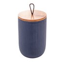 Ver imagem 2 de Pote de Cerâmica Hermético com Tampa de Bambu Azul Marinho 15cm - Lyor