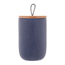 Ver imagem 1 de Pote de Cerâmica Hermético com Tampa de Bambu Azul Marinho 15cm - Lyor