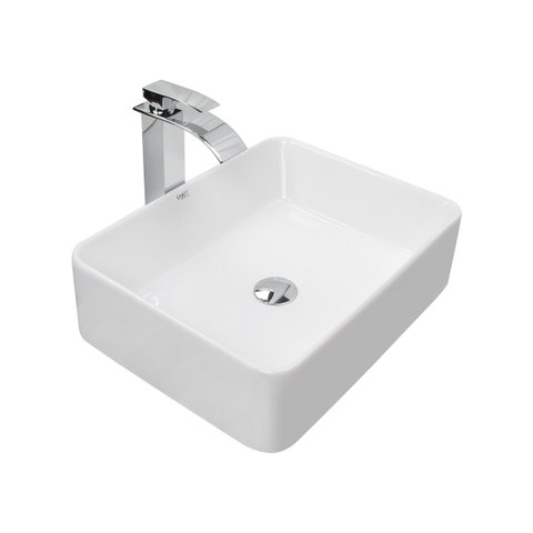 Kit Cuba Pia Louça Cerâmica Banheiro C/Torn e Vál Cromada 18