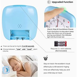Secura Timer Visual de 60 Minutos Silencioso para Estudo e Gestão de Tempo (azul) - 3