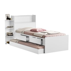 Cama Solteiro Isa Duas Gavetas Bau Nicho com Auxiliar:branco