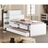 Cama Solteiro Isa Duas Gavetas Bau Nicho com Auxiliar:branco - 2