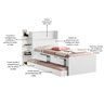 Cama Solteiro Isa Duas Gavetas Bau Nicho com Auxiliar:branco - 5