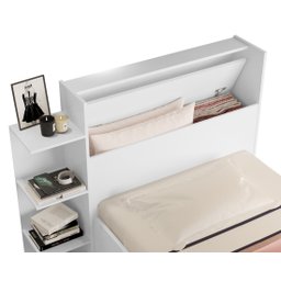 Cama Solteiro Isa Duas Gavetas Bau Nicho com Auxiliar:branco - 3