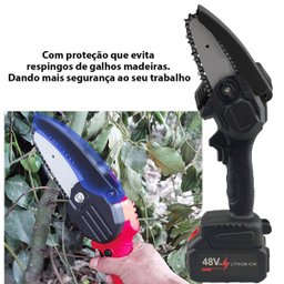 Mini Motosserra Eletrica 48V De Mao Sem Fio Portatil Corta Bambu Madeira Poda Jardim Jardinagem Galh - 3