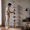 Ver imagem 3 de Estante Multiuso Organizador Livreiro Estilo Industrial 180x40 Branco Mogno