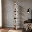 Ver imagem 1 de Estante Multiuso Organizador Livreiro Estilo Industrial 180x40 Branco Mogno
