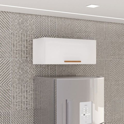 Armário Aéreo Cozinha 71 cm Rubi 1 Porta Branco/Cinamomo - Pnr Móveis