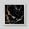 Quadro Abstrato Preto Dourado - 40x40cm - Moldura Padrão Branco - 1