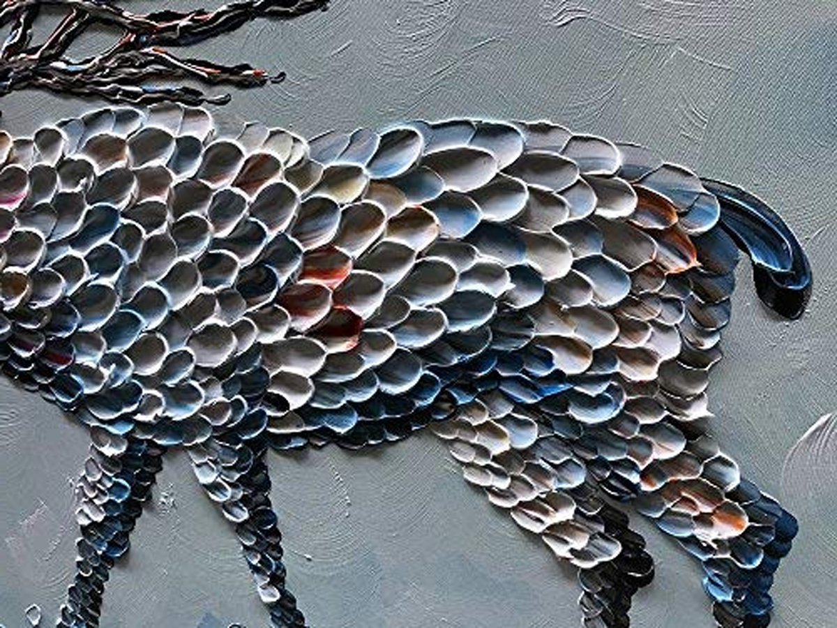 Quadro Pintura Tela deer david's óleo corpo espesso 5155: 100cm (A) x 200cm (L) - 3