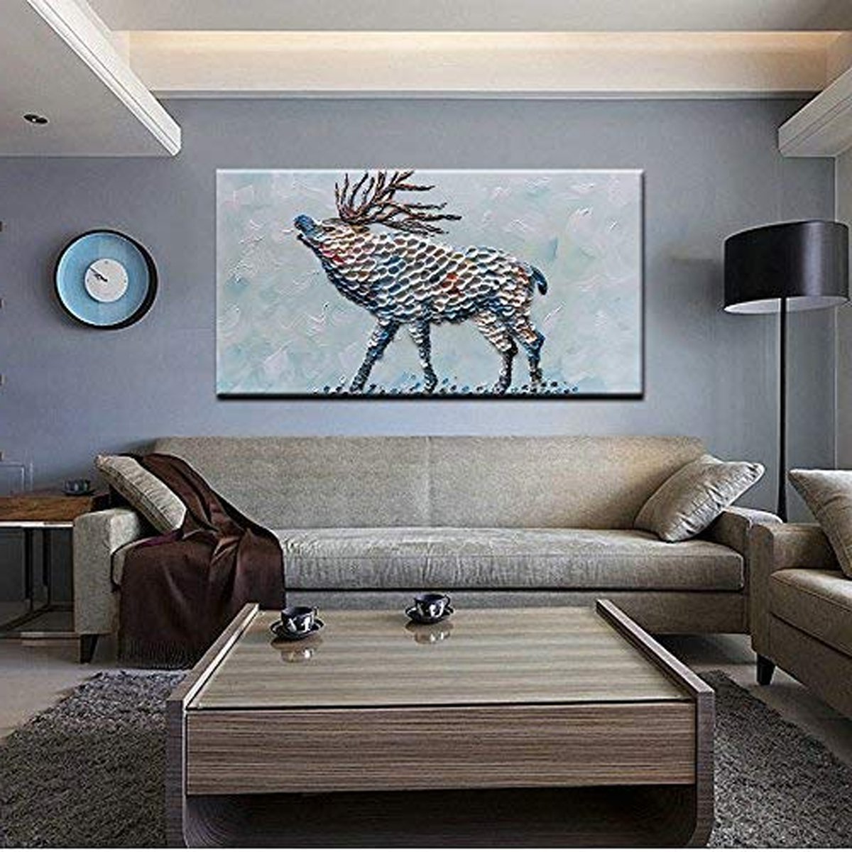 Quadro Pintura Tela deer david's óleo corpo espesso 5155: 100cm (A) x 200cm (L) - 1