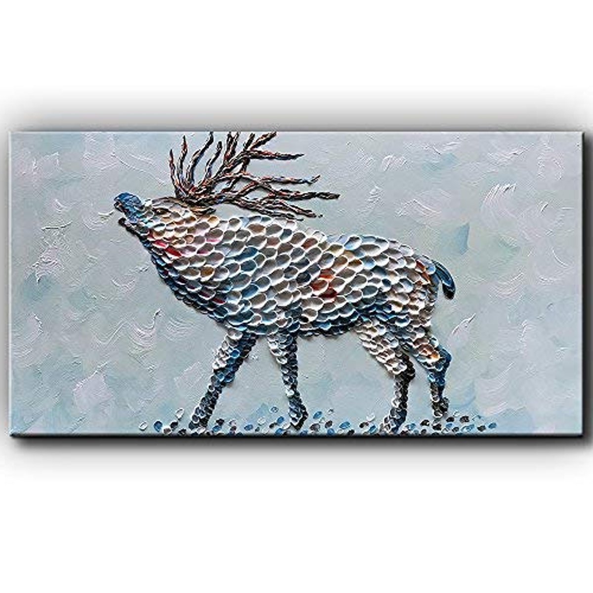 Quadro Pintura Tela deer david's óleo corpo espesso 5155: 100cm (A) x 200cm (L) - 2