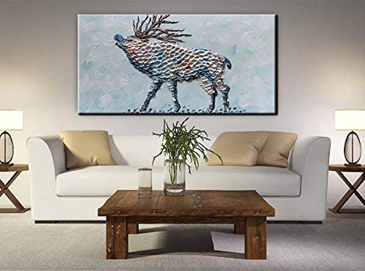 Quadro Pintura Tela deer david's óleo corpo espesso 5155: 100cm (A) x 200cm (L) - 5