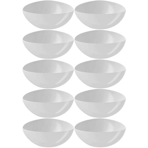 Kit 10 Bacias Plásticas Saladeiras 2,5l Essential Coza Brancas Potes Triangulares