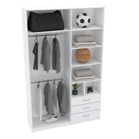 MÓDULO CLOSET CABIDEIRO, PRATELEIRAS + GAV. L150XP40XA240 M364.B MUNDI MOVEIS