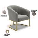 Ver imagem 6 de Kit 02 Poltronas Stella Suede Grafite Base Industrial Dourada - D'Rossi DRossi
