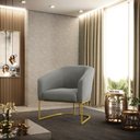 Ver imagem 2 de Kit 02 Poltronas Stella Suede Grafite Base Industrial Dourada - D'Rossi DRossi