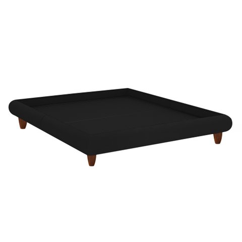 Cama Casal Japonesa 156cm Pés Madeira Haru Veludo Preto - Sallar Home