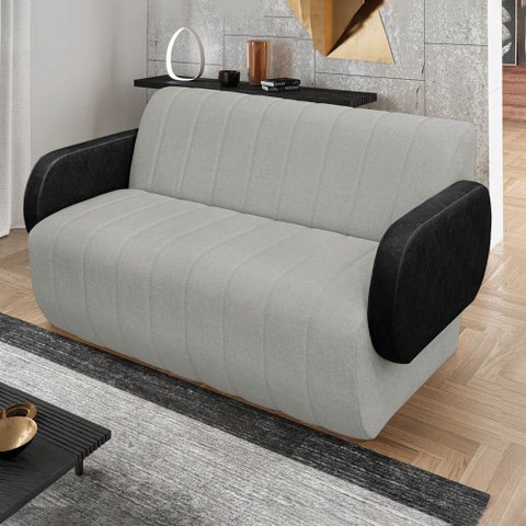 Sofá 3 Lugares Decorativo 168cm Túlio Sintético Pu e Bouclê K01 - D’Rossi