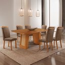Ver imagem 2 de Mesa de Jantar Carolina 180 cm Tampo MDF Laminado Canto Copo com 6 Cadeiras Aline