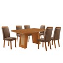 Ver imagem 1 de Mesa de Jantar Carolina 180 cm Tampo MDF Laminado Canto Copo com 6 Cadeiras Aline