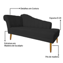 Ver imagem 7 de Recamier Divã Pés Palito para Sala Cecilia 1.60cm Corano Preto - Incasa Decor