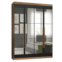 Ver imagem 3 de Guarda-Roupa Solteiro 4 Portas Batentes com Espelhos Rustic/Preto/Rustic Saturno Madesa