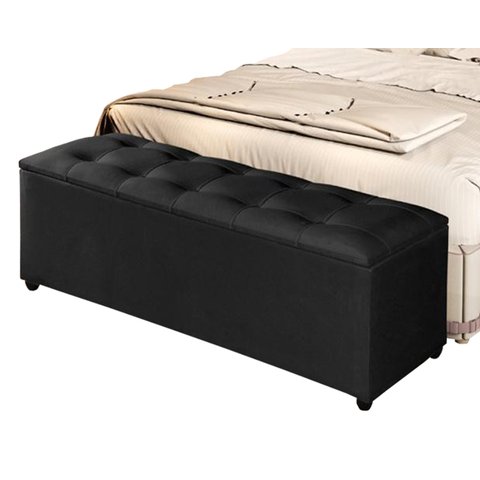 Recamier Baú Milão 1,30m Premium para Cama Casal Estilo Decorativo Closet Estofado Cor Preto