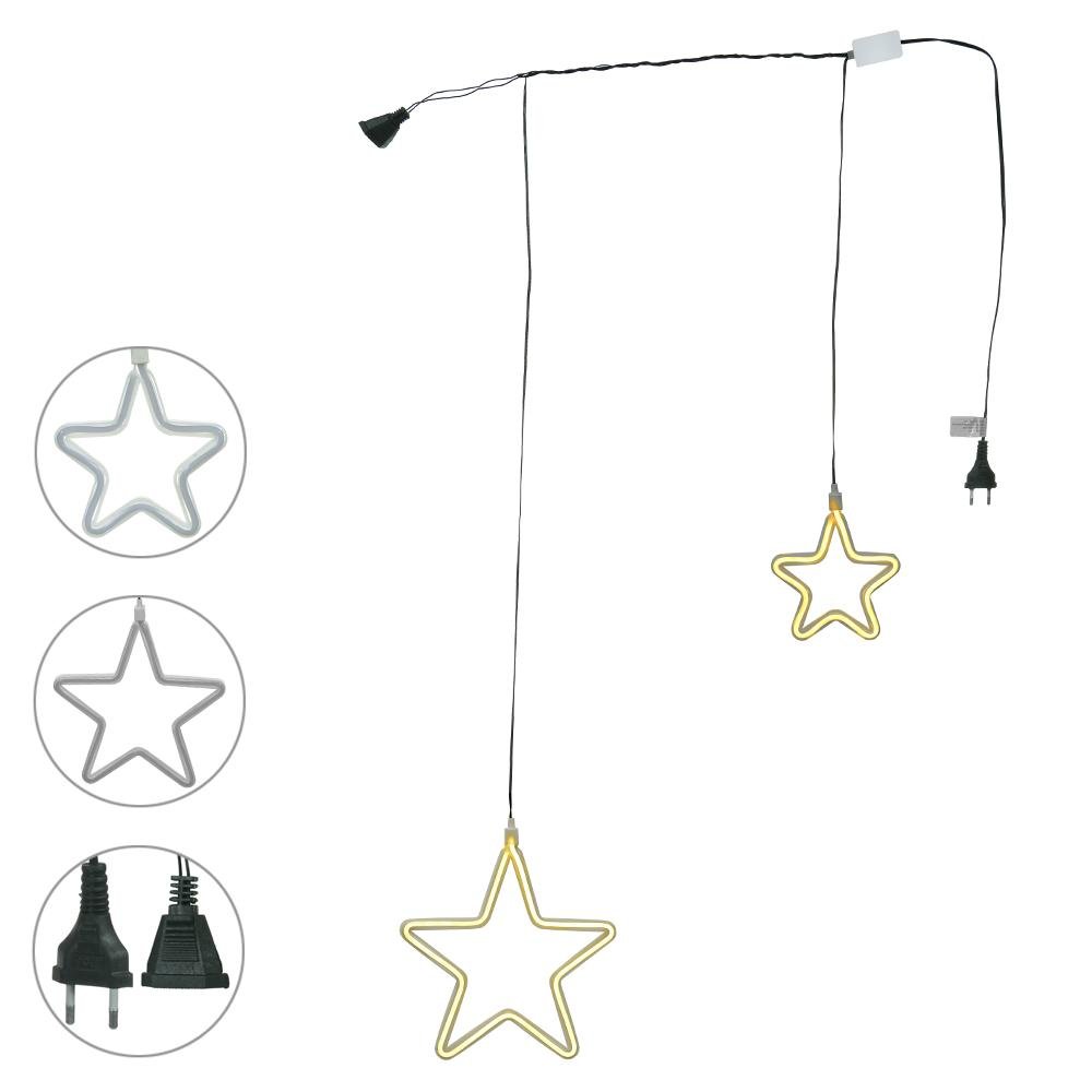 Cortina Estrelada Nao Pisca C/2 Estrelas Bco Quente 80x35cm - 3