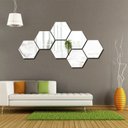 Ver imagem 1 de Espelho Geométrico Hezagonal Bisotê 40x40cm Painel 4 peças