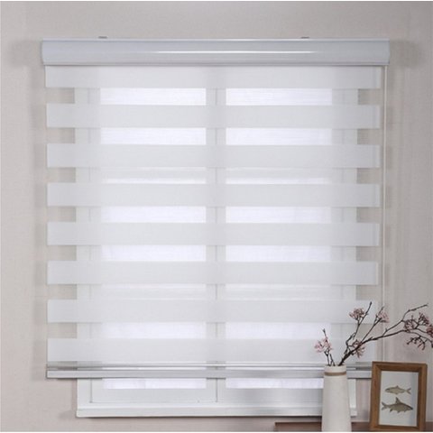 Persiana Rolo Duplo Bandô Sunny Branca 160 (L) x 160 (A) Cortina Zebra Double Vision 1,60 X 1,60