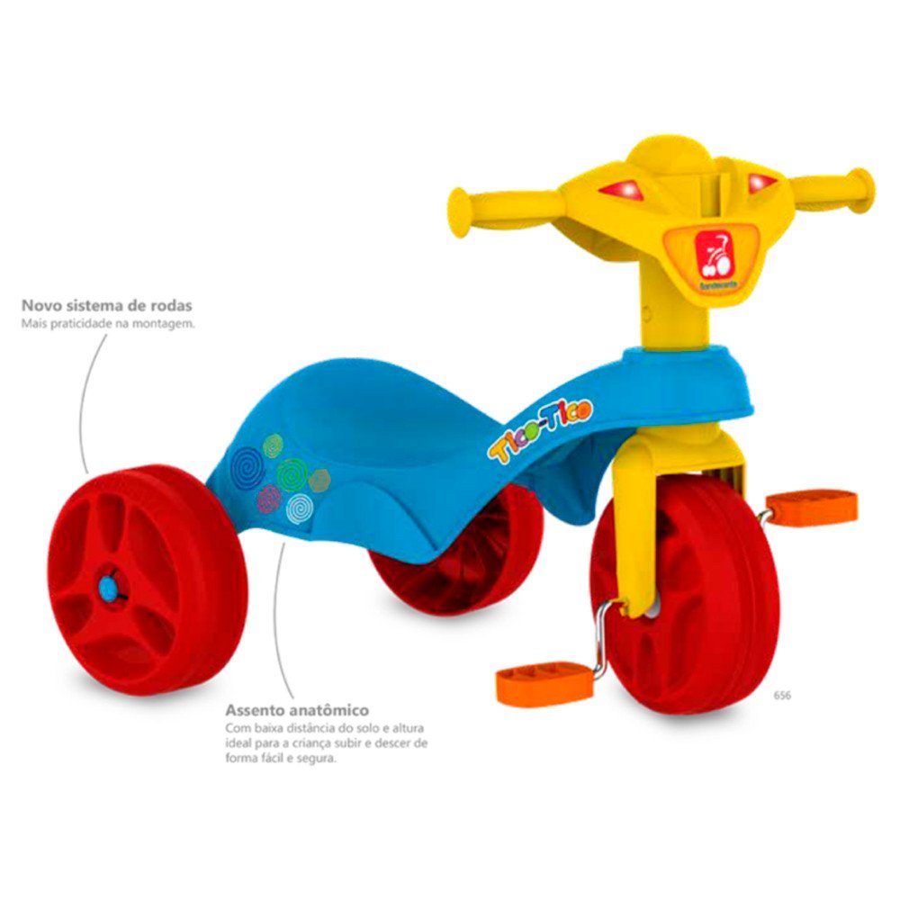 Triciclo a Pedal Infantil Bandeirante Tico-Tico Club Assento Anatômico - 4