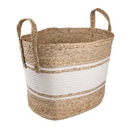 Cesto Quadrado Com Alça 39cm Bolsa Palha Nature Stripes Yoi - 1