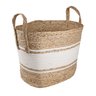Cesto Quadrado Com Alça 39cm Bolsa Palha Nature Stripes Yoi - 1
