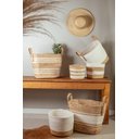 Ver imagem 4 de Cesto Quadrado Com Alça 39cm Bolsa Palha Nature Stripes Yoi