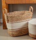 Ver imagem 2 de Cesto Quadrado Com Alça 39cm Bolsa Palha Nature Stripes Yoi