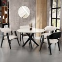 Ver imagem 2 de Kit 4 Cadeiras Sala de Jantar Estar Living Estofada Suran L02 Preto Linho Cru - Lyam Decor
