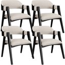 Ver imagem 1 de Kit 4 Cadeiras Sala de Jantar Estar Living Estofada Suran L02 Preto Linho Cru - Lyam Decor