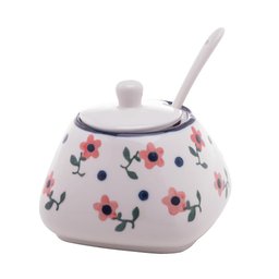 Açucareiro Cerâmica 10x8cm c/ Colher Vintage Flores - Wolff - 7