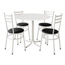 Ver imagem 1 de Mesa de Jantar Redonda 80cm Branca com 4 Cadeiras Estofada Branca