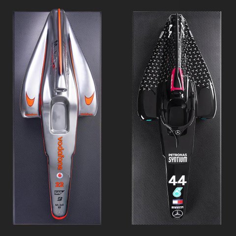 Conjunto 2 Quadros 3D Decorativos Carro F1 LH MP4/23 e W11 - Gran Belo Quadro 3D Carro F1